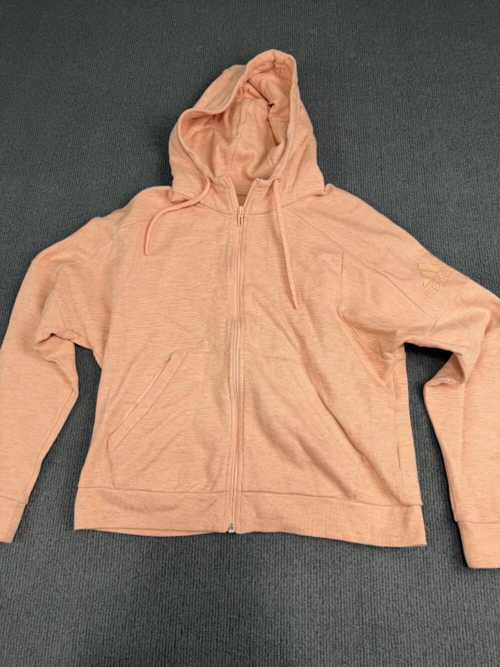 Adidas Womens Peach Full-Zip Drawstring Hoodie M